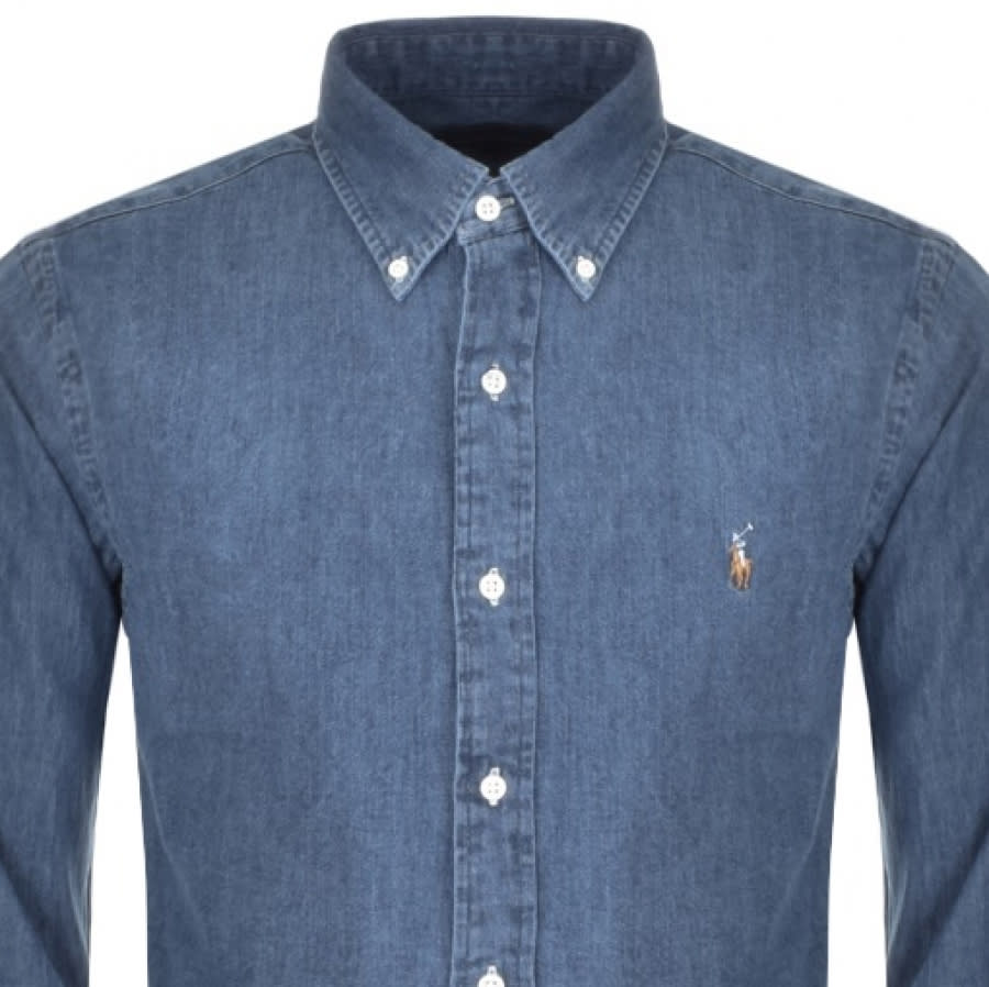 Alternative Image for ProductRalph Lauren Slim Fit Denim Shirt Blue2
